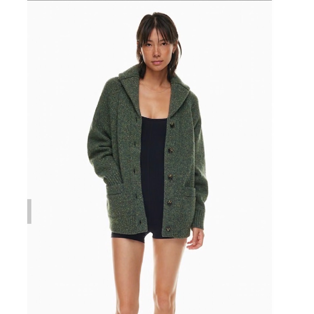Wilfred Free Aritzia Green Observatory Cardigan Wool Blend Sweater XS Grandpa